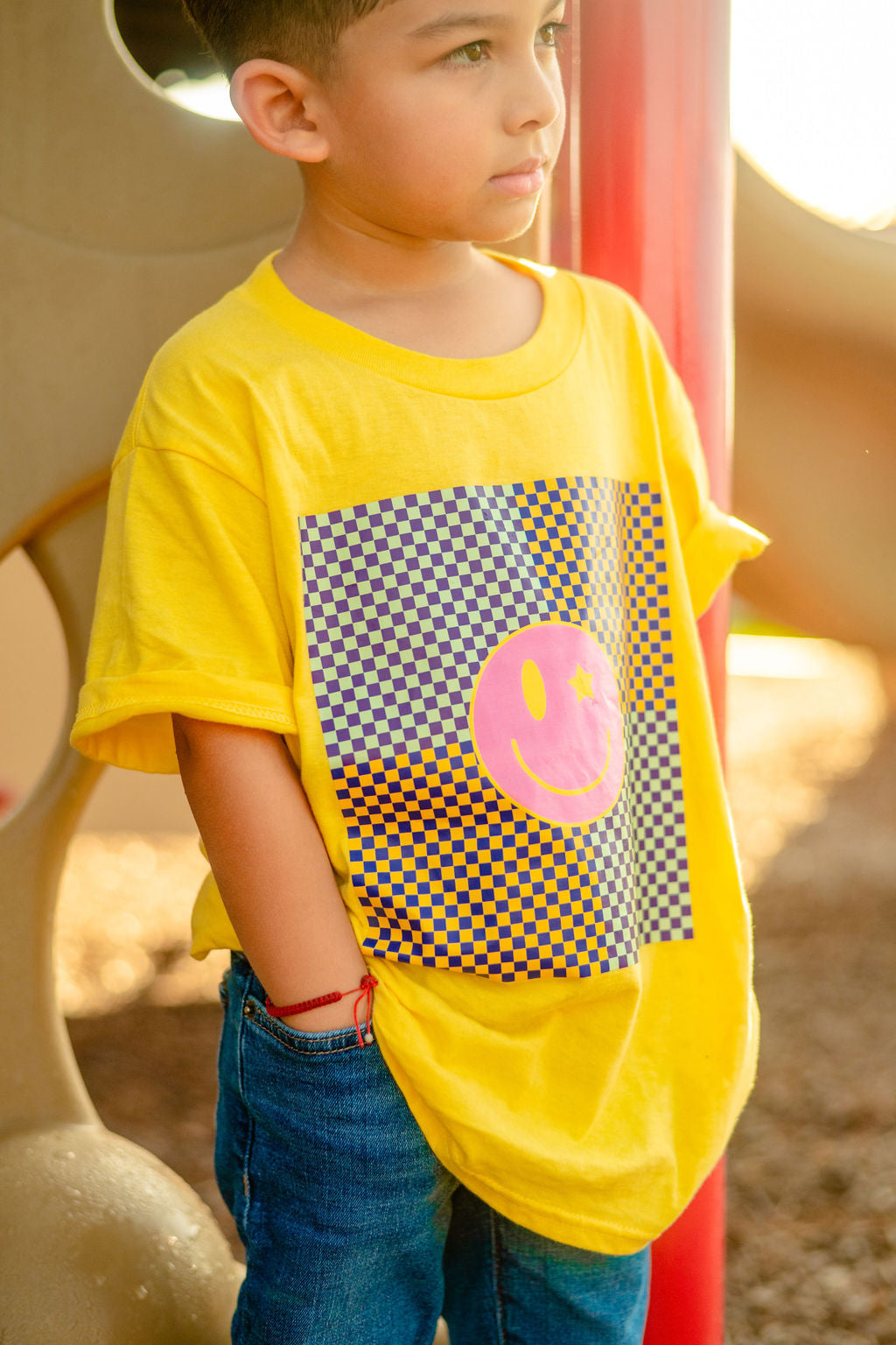 Joyful Smiles Checkered Tee