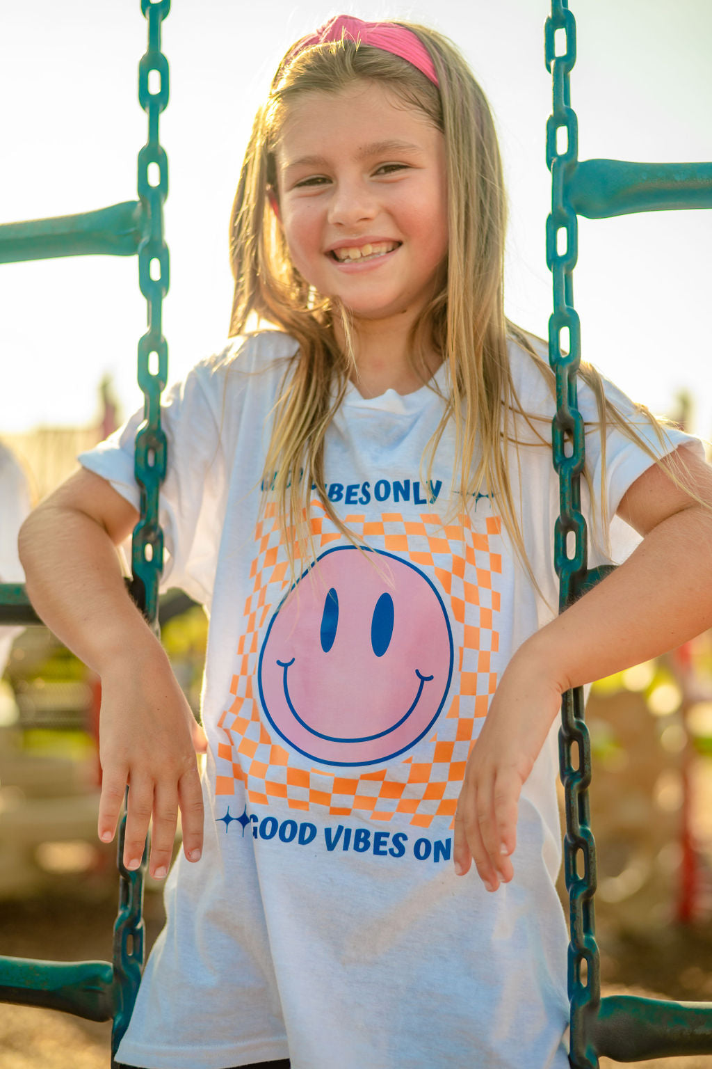 Checkered Good Vibes Only Tee