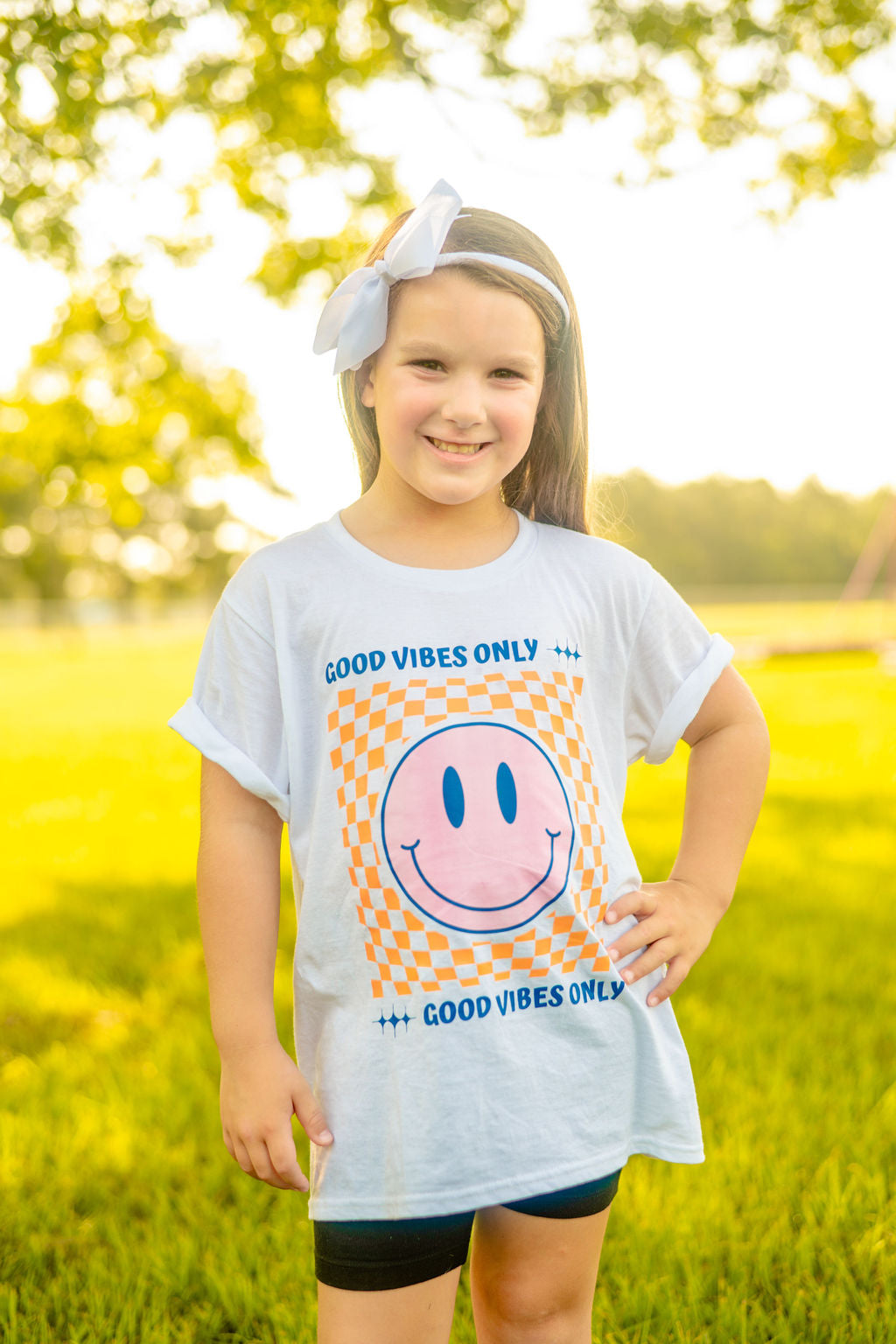 Checkered Good Vibes Only Tee