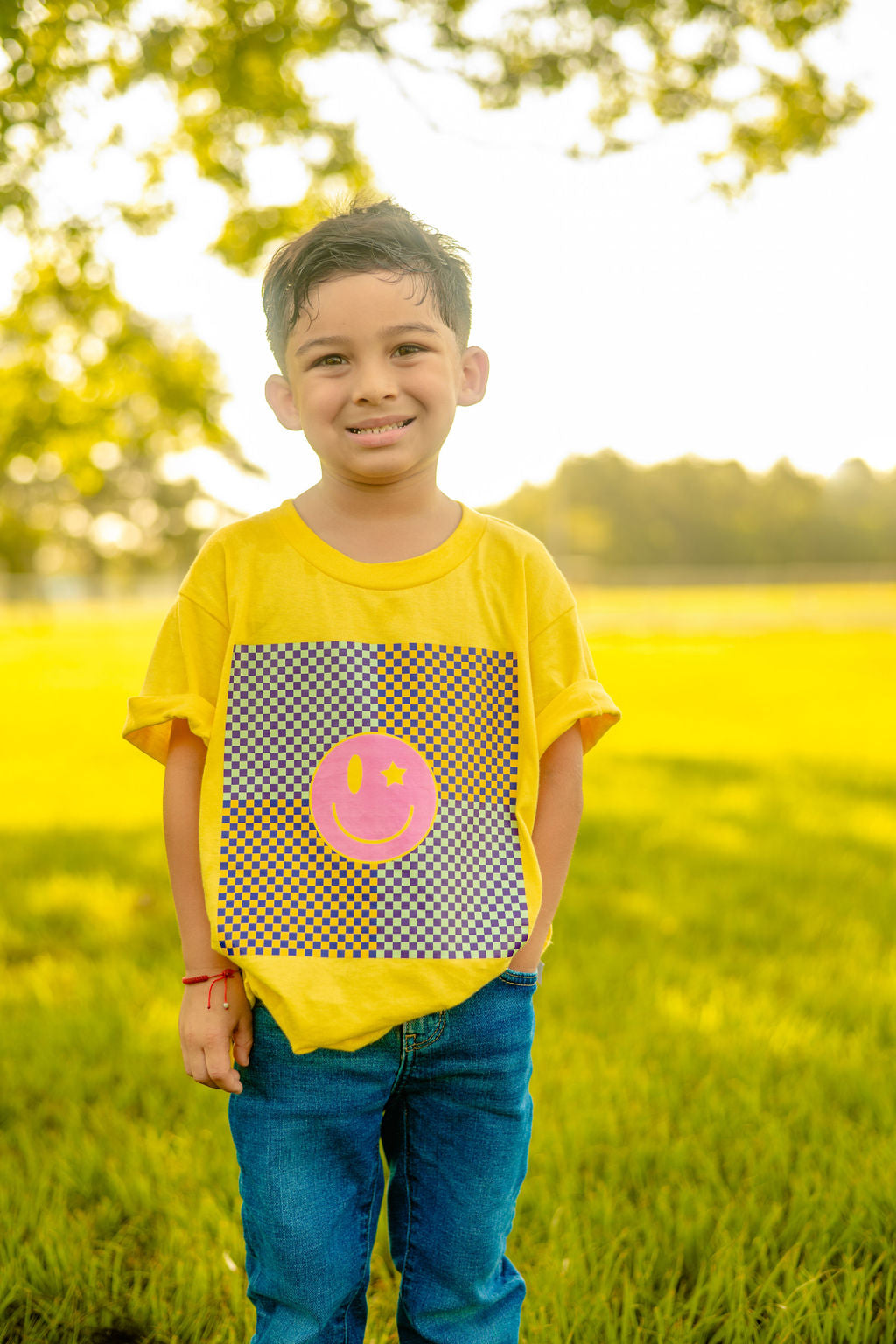 Joyful Smiles Checkered Tee