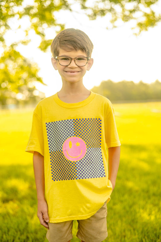 Joyful Smiles Checkered Tee