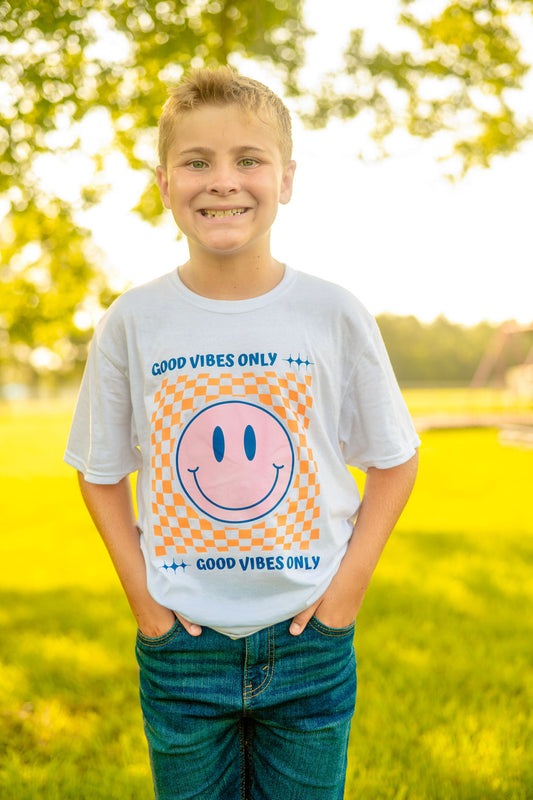 Checkered Good Vibes Only Tee