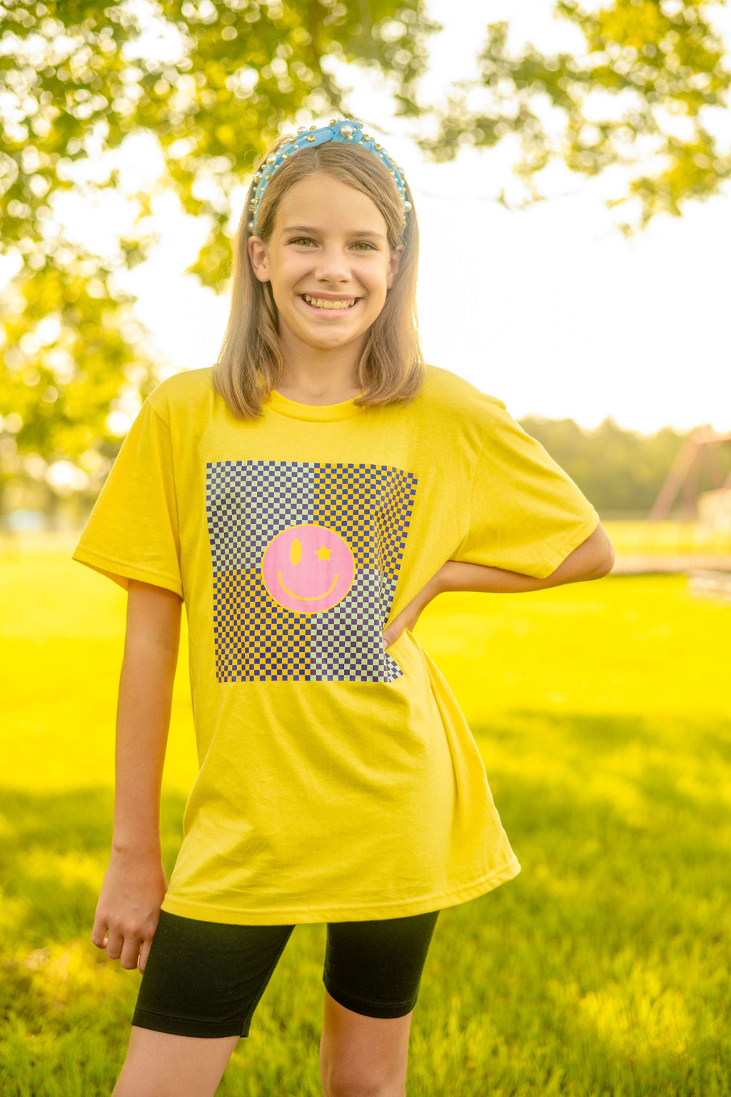 Joyful Smiles Checkered Tee