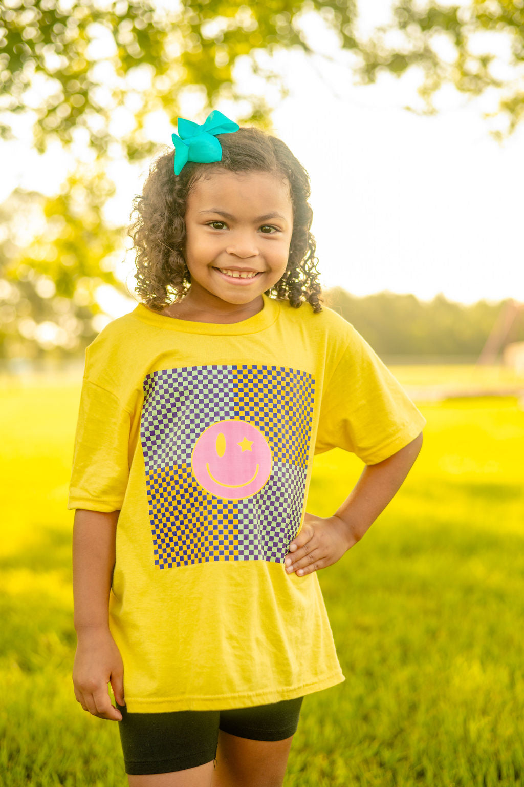 Joyful Smiles Checkered Tee